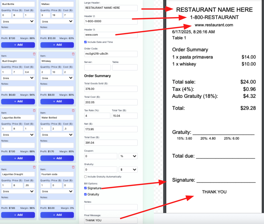 Receipt Generation